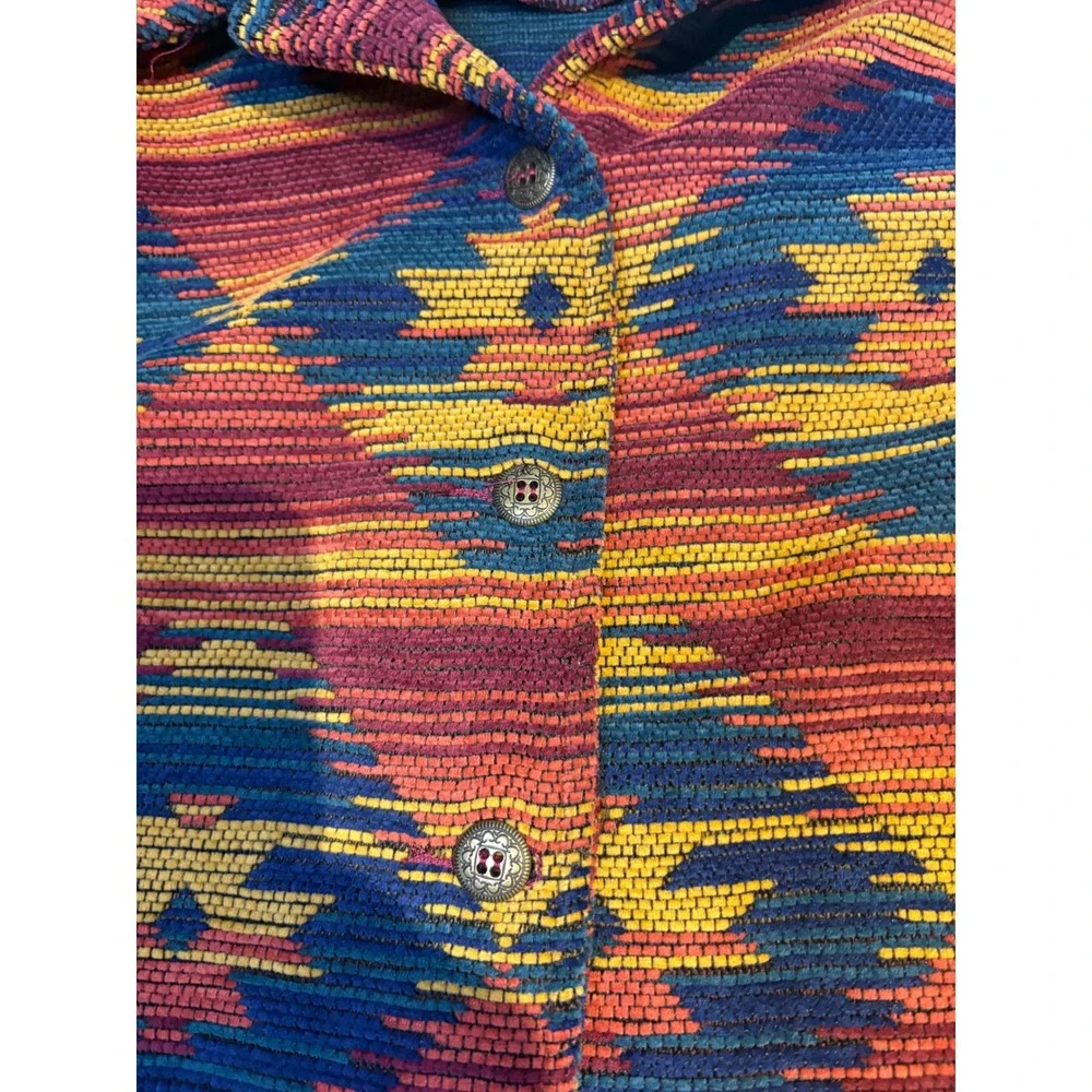 Alfred Dunner Womens Southwestern Tapestry Button Front Jacket Multicolor Sz 8‎
